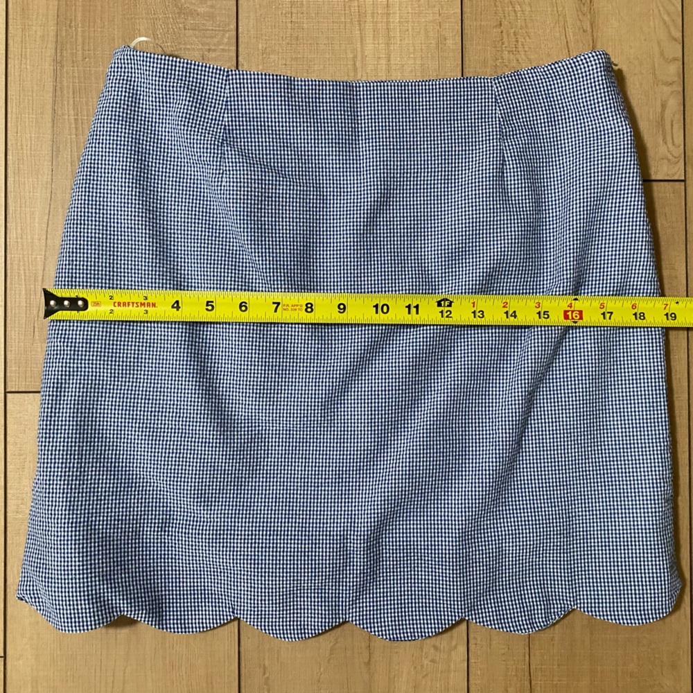 Papermoon Gingham Scalloped Hem Mini Skirt – Blue, Size L - Picture 8 of 13